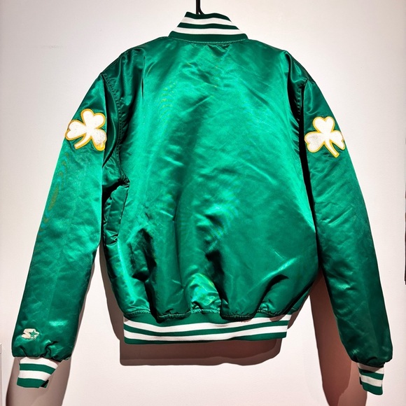 Vintage Boston Celtics Starter Jacket XL 80s 90s NBA Green Satin Bomber - Picture 10 of 16